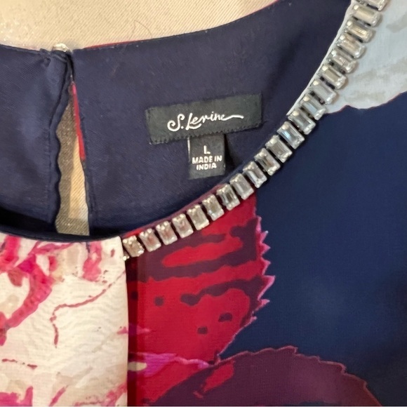 S. Levine Large Asymmetrical Tank Top Style Lined Blouse Gem Neckline - Picture 7 of 11